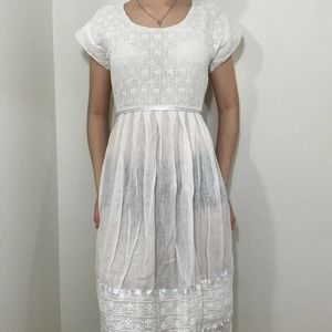 vintage white sheer midi dress